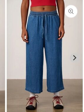 New Lucy & Yak Chuck Cotton Hemp Mid Wash Wide-Leg Pants Trousers Cropped